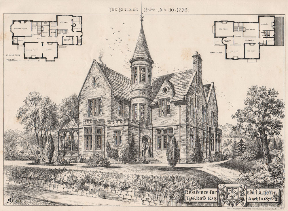 Residence for T.G. Ross Esq; Edwd. A. Hesser, Architect 1876. Buildings 1876